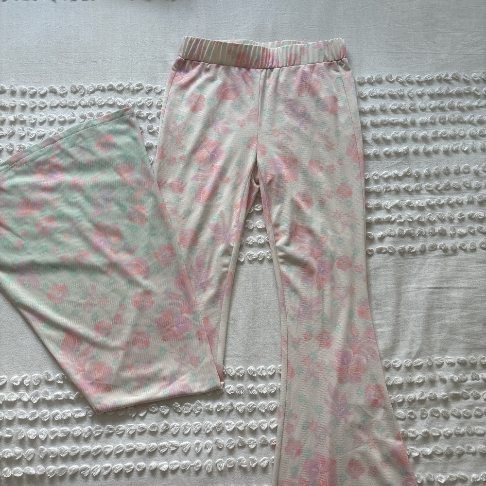 Vegan Tiger, mesh floral flared pants